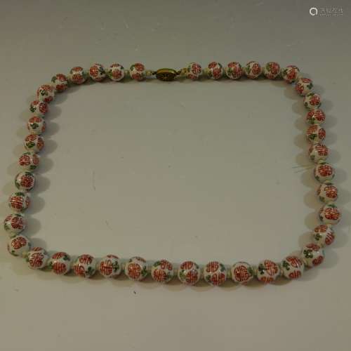 CHINESE PORCELAIN BEADS NECKLACE