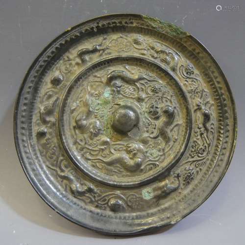 ANTIQUE CHINESE BRONZE MIRROR - TANG DYNASTY