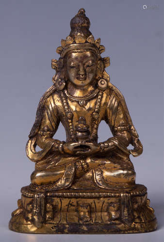 CHINESE GILT BRONZE FIGURE OF AMITABHA