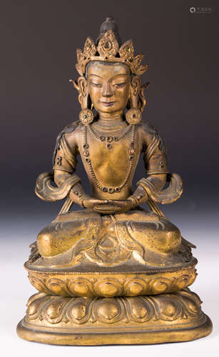 CHINESE GILT BRONZE FIGURE OF AMITABHA