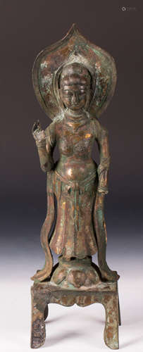 CHINESE GILT BRONZE FIGURE OF AVALOKITESVARA