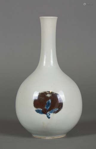 CHINESE BLUE AND WHITE IRON RED GLAZED VASE