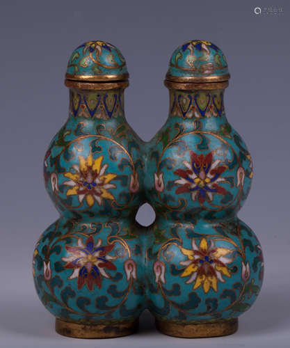 CHINESE TWIN DOUBLE GOURD CLOISONNE SNUFF BOTTLE