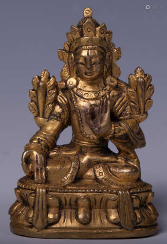 CHINESE GILT BRONZE FIGURE OF TARA