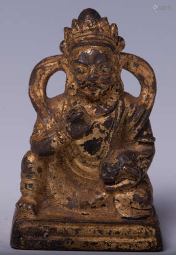 CHINESE GILT BRONZE FIGURE OF VAISHRAVANA.