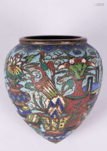 CHINESE CLOISONNE BIRD FEEDER