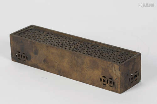 CHINESE RECTANGULAR BRONZE CENSER BOX