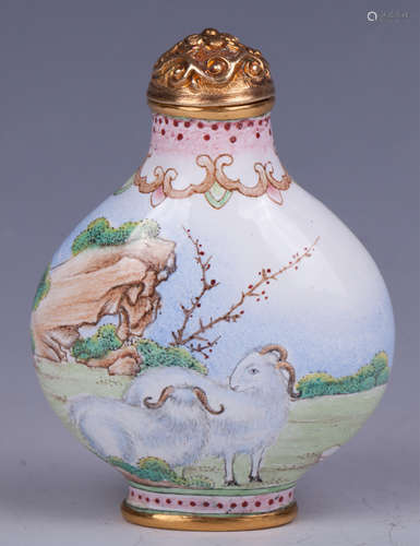 CHINESE BRONZE ENAMEL CLOISONNE SNUFF BOTTLE