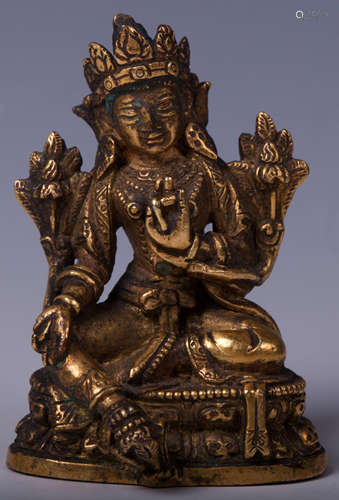 CHINESE GILT BRONZE FIGURE OF TARA