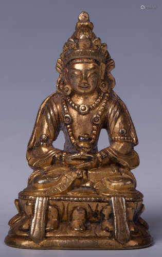 CHINESE GILT BRONZE FIGURE OF AMITABHA