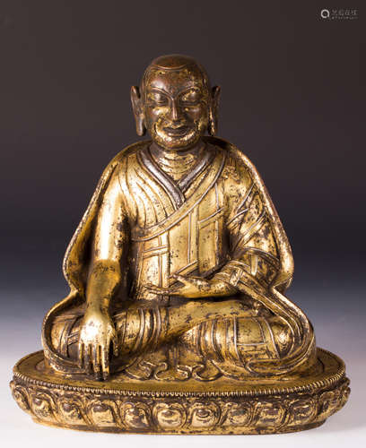 CHINESE GILT BRONZE FIGURE OF DALAI LAMA