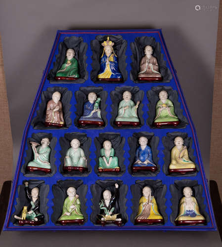 17 CHINESE SANCAI PORCELAIN DAOIST FIGURES