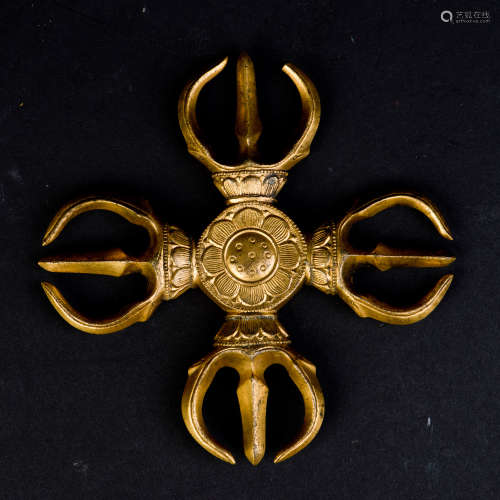 铜器十七世纪 铜鎏金十字杵