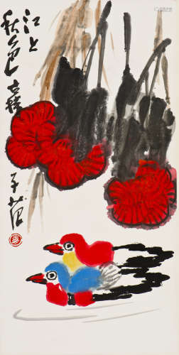 A CHINESE PAINTING OF AUTUMN MOTIF