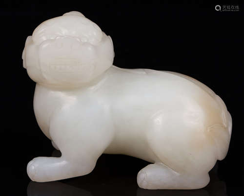 CHINESE WHITE JADE FIGURE OF BEAST