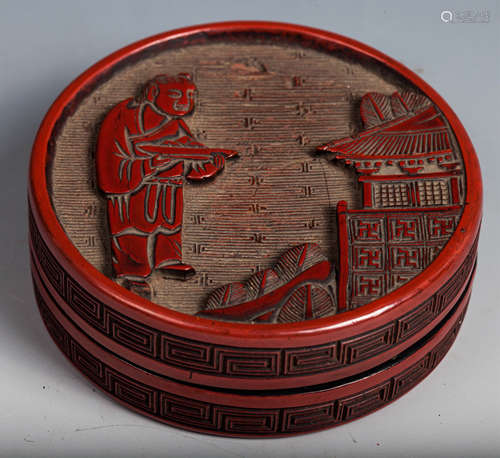 CHINESE MING DYANSTY CINNABAR LACQUER POWDER BOX