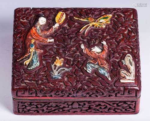 CHINESE QING DYNASTY CINNABAR LACQUER BOX