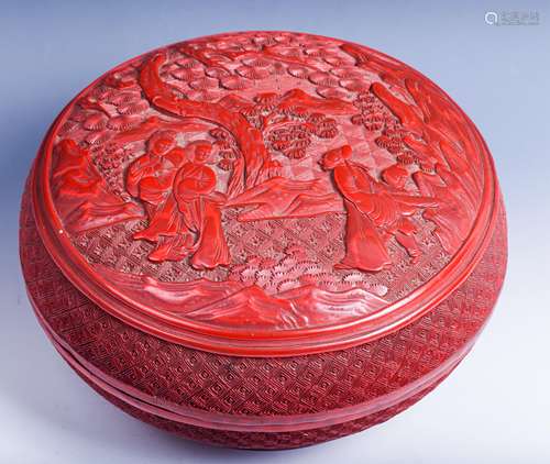 CHINESE QING DYNASTY CINNABAR LACQUER BOX