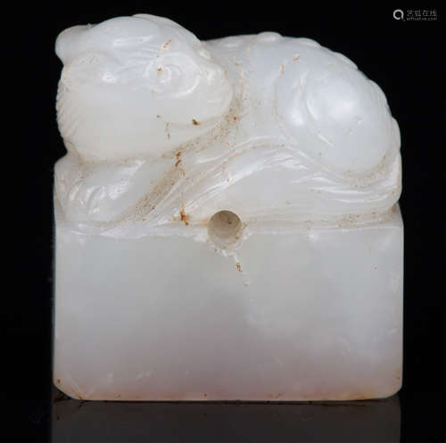 CHINESE WHITE JADE BEAST SEAL