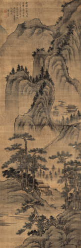 李流芳 1622年作 山水 立轴 设色绢本