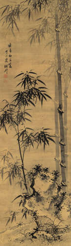 諸升（清） 1688年作 竹石圖 立轴 水墨绢本