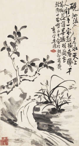 李鱓 1750年作 兰桂同芳 立轴 水墨纸本