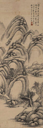 张伯英 1912年作 秋涧山影 立轴 水墨纸本