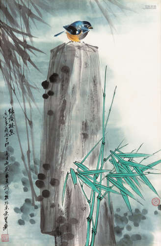 米景扬 1987年作 绿阴楼息 镜框 设色纸本