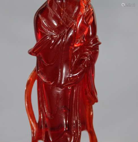 Chinese Amber Carving of Two Ladies