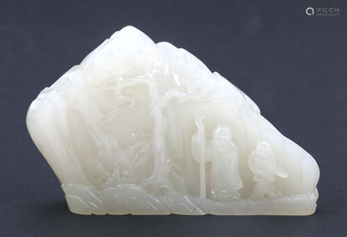 A Chinese Carved White Jade Boulder