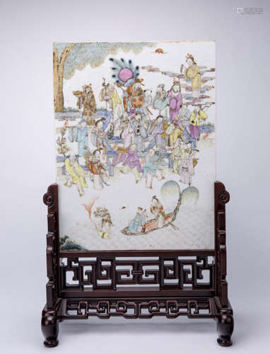 A Chinese Table Screen With The Design Of The Eight Immortals Crossing the Sea