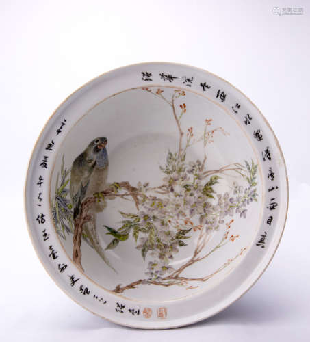 A Chinese Pot With Bird And Flower