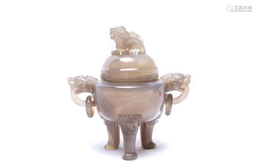 A Chinese Agate Incense Burner