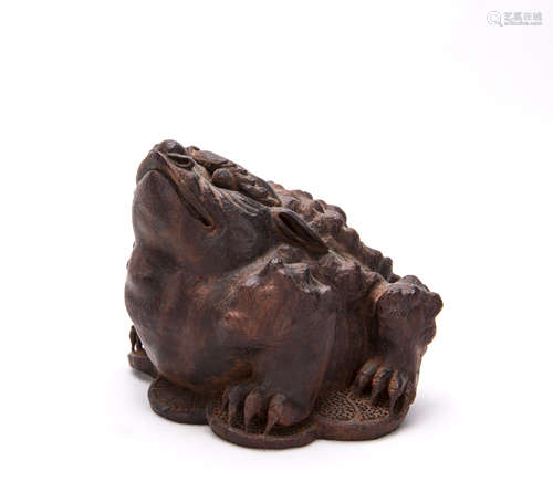 A Chinese Rosewood Fortune Toad