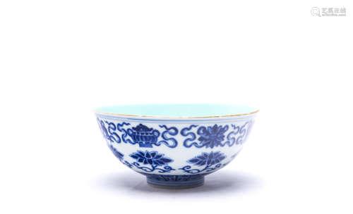 A Chinese Blue And White Bowl With Green Glazed Inside