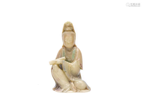 A Chinese Of Shoushan Stone Figure Of GuanYin