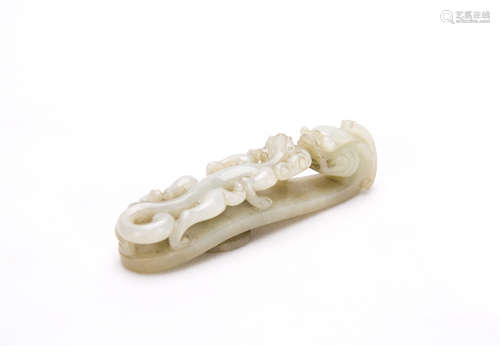 A Chinese White Jade Belt Hook