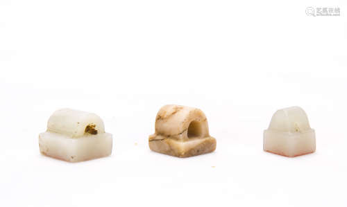A Set Of Three Chinese White Jade Seals