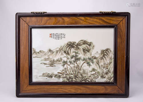 A Chinese Porcelain Panel With Landscape Design By ChenSong