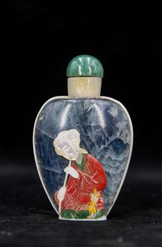 CHINESE QING DYNASTY SHELL SNUFF BOTTLE W/ INLAID