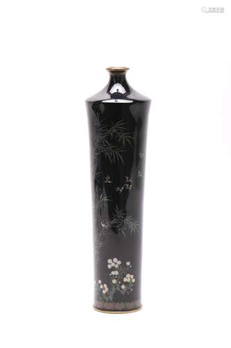 Japanese Cloisonne Vase with Bamboo Scene