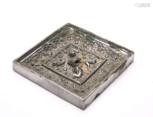 Chinese Bronze Square Mirror