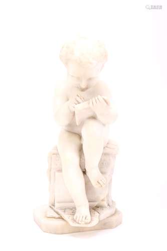 French Marble Carving of Boy Scene