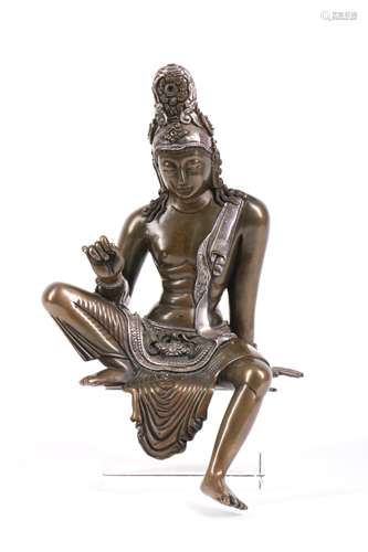 Japanese Bronze Buddha with Silver Inlay