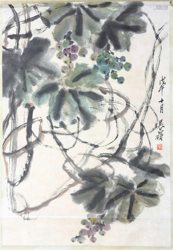 Chinese Scroll Painting of Grape