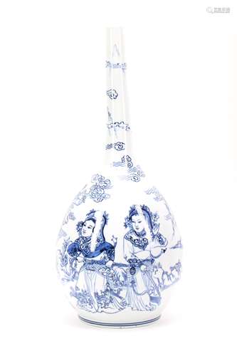 Chinese Blue White Porcelain Long Neck Vase