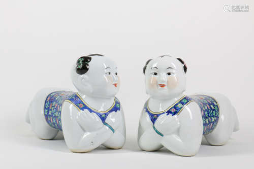 Pair Chinese Porcelain Boys