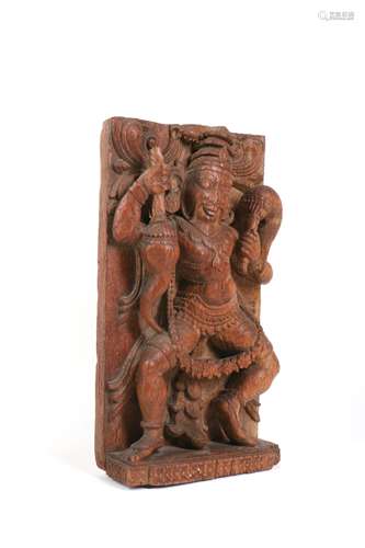 Antique Indian Wood Panel of Diety