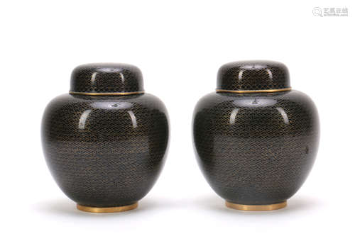 Pair of Chinese Cloisonné Enamel Ginger Jars.