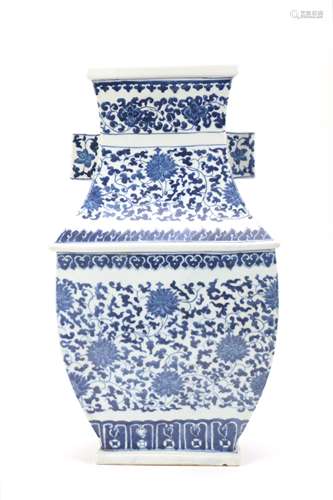 Chinese Blue White Porcelain Rectangular Vase